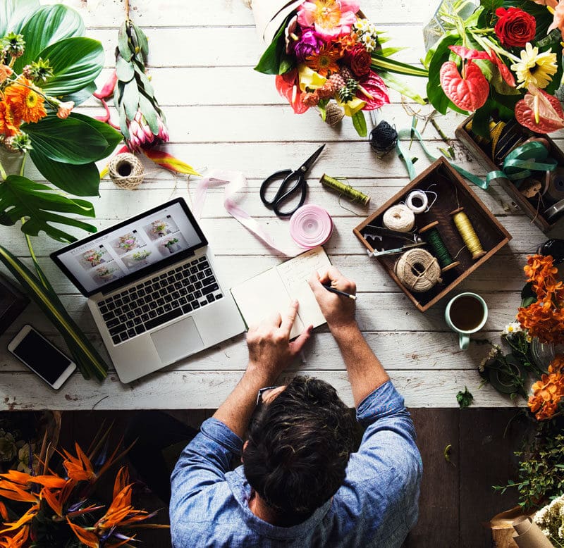 Flower shop working and branding