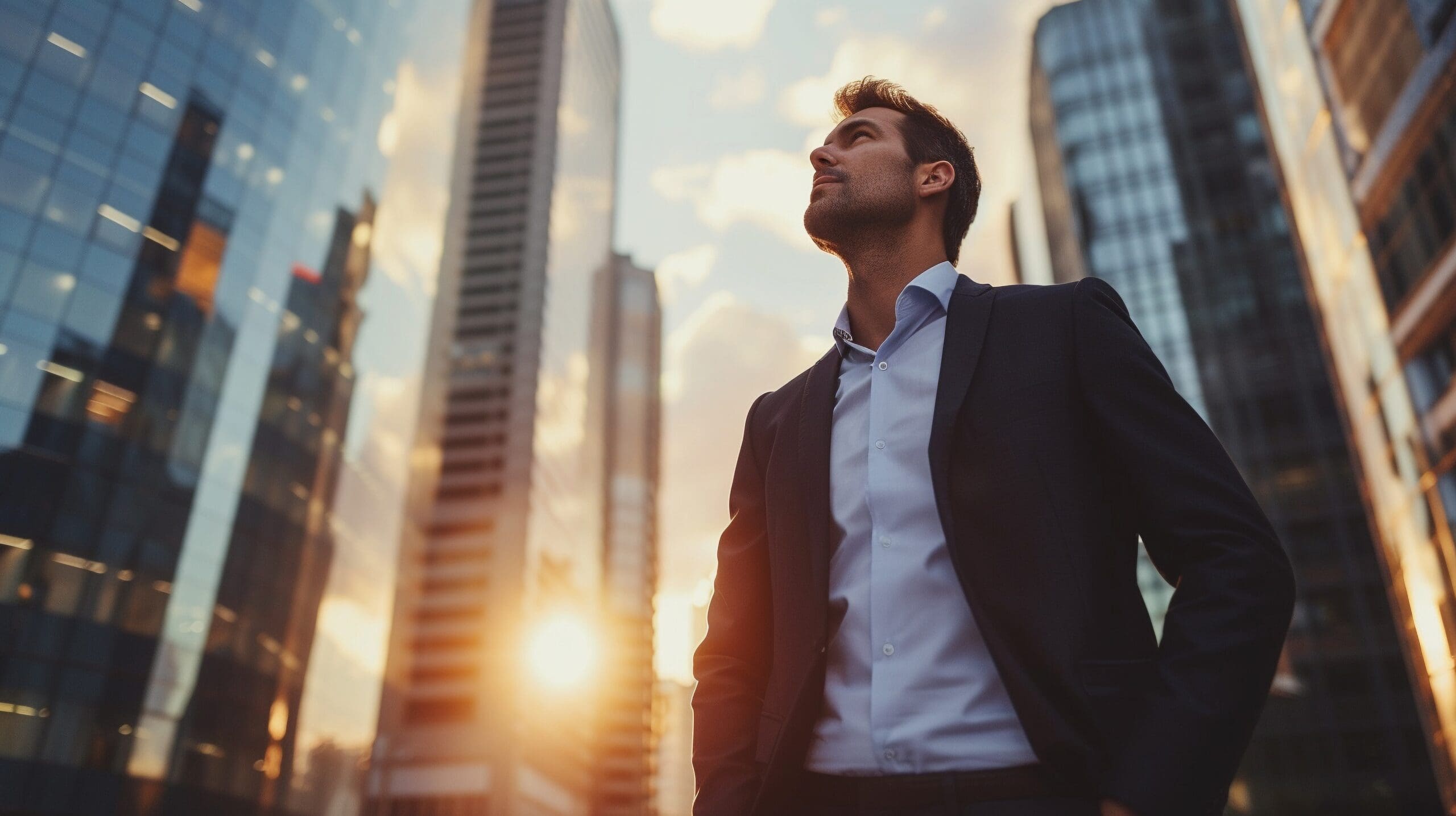 Business leader in an urban environment representing logistics strategy, executive decision-making, and SEO for logistics companies