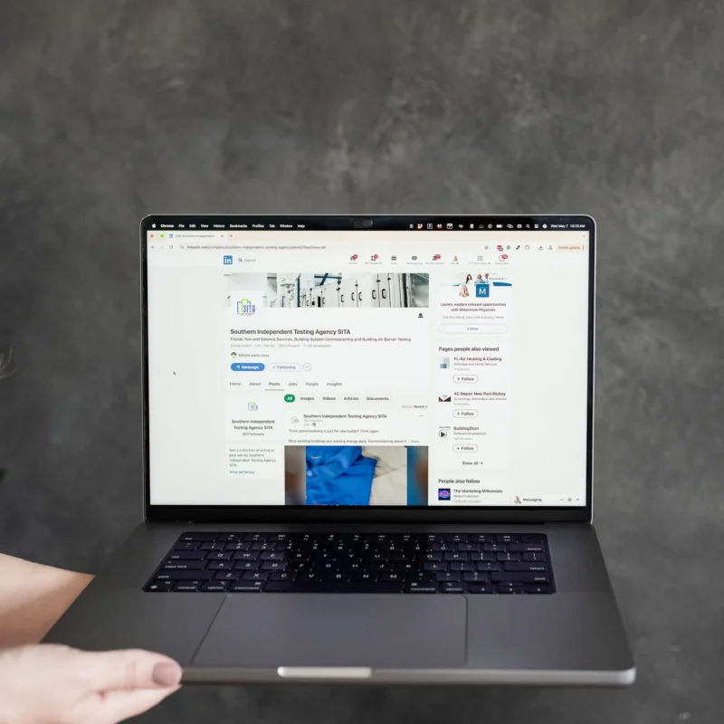 Laptop displaying a professional social media profile, representing evolving platform updates and authentic content strategies in today’s digital marketing landscape.