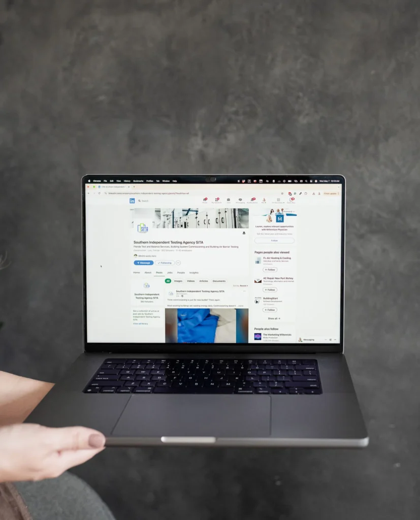 Laptop displaying a professional social media profile, representing evolving platform updates and authentic content strategies in today’s digital marketing landscape.