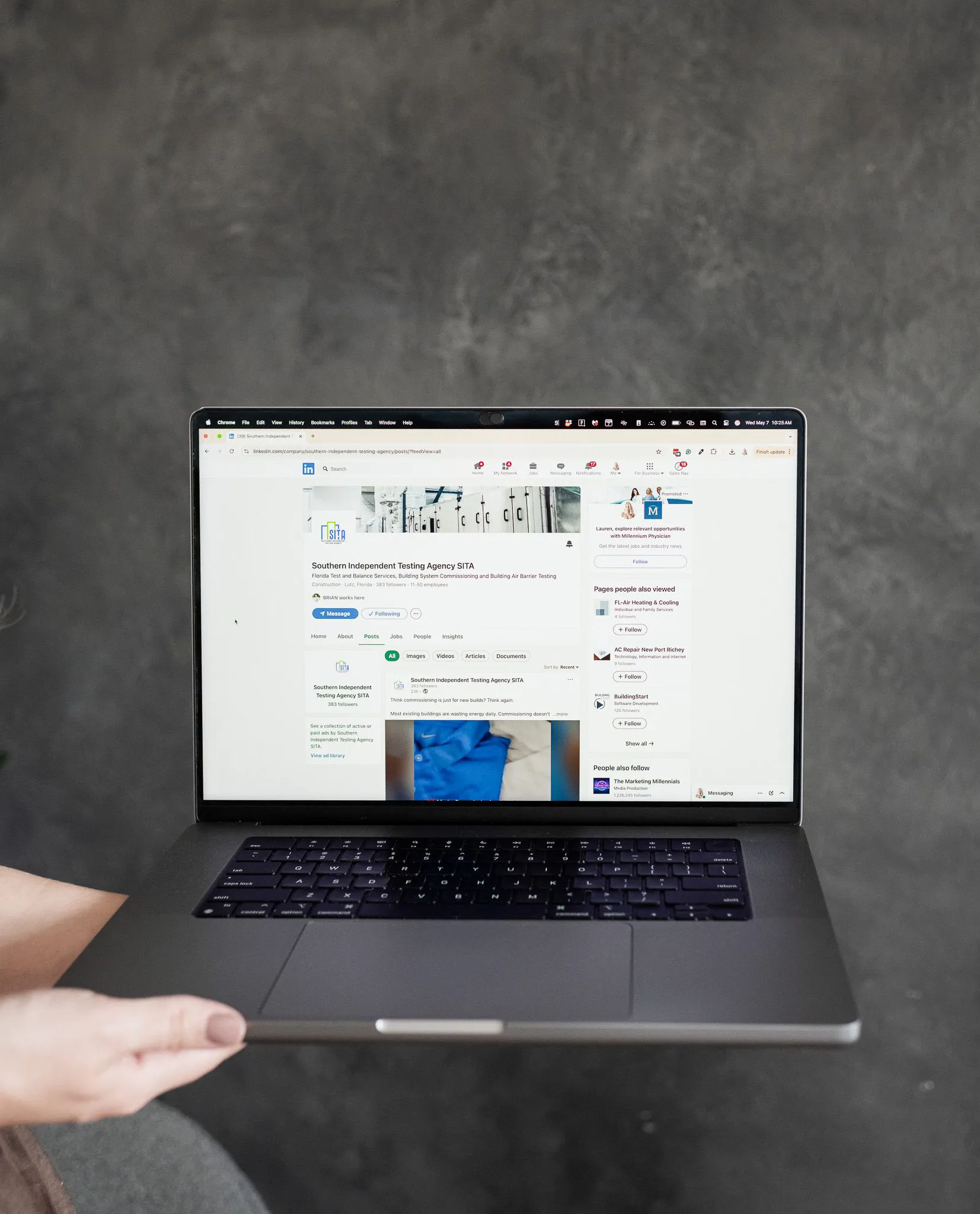 Laptop displaying a professional social media profile, representing evolving platform updates and authentic content strategies in today’s digital marketing landscape.